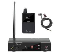 Levusu UHF - Sistema di monitoraggio in-ear wireless con auricolare, 45,7 m, montaggio su rack, trasmettitore stereo IEM professionale e cintura per studio, chitarra, prove di banda, performance dal