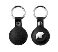 Levy's Leathers A66AIR-BLK - Portachiavi in vera pelle, compatibile con tutti gli Air Tags, con chiusura a bottone, colore: Nero