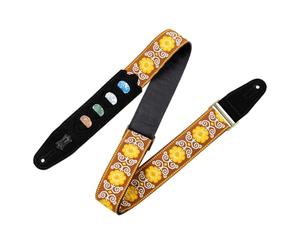 Levy's Leathers Original Hootenanny Series (M8HTVPH-27) - Tracolla per chitarra, in tessuto jacquard, larghezza 5 cm, colore giallo