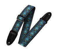 Levy's, M8HT-04 Tracolla in tessuto Floral Blue and Yellow 2", Larghezza 2" (5.08 cm), Lunghezza Regolabile fino a 60" (152.4 cm), Colore Floral Blue e Yellow