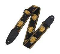 Levys Tracolla MPJG-SUN-BLK Tessuto Jacquard 2" Motivo Sole Nero Terminali in pelle Regolabile 57"