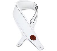 Levy's, MSS2-WHT Tracolla in Pelle, con Imbottitura avvolta in Pelle, con Logo Ovale in Pelle Conciata al Vegetale, Larghezza di 3" (7.62 cm), Regolabile fino a 52" (132 cm), Colore White