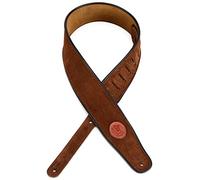 Levy's MSS3-BRN Tracolla Per Chitarra Suede Leather Signature Logo Piping 2 1/2" - Brown