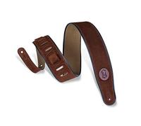 Levy's MSS3-BRN Tracolla Per Chitarra Suede Leather Signature Logo Piping 2 1/2" - Brown