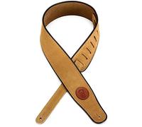 Levy's, MSS3-TAN Tracolla in Pelle Scamosciata, Logo in Pelle Cucito, Piping black, Larghezza di 2 1/2" (6.35 cm), Regolabile fino a 52" (132 cm), Colore Tan, Piping Black