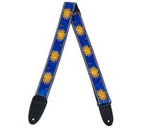 Levy's, MPJG-SUN-BLU Tracolla in Tessuto Yellow on Blue Sun 2", Terminali in Pelle, Larga 2" (5.08 cm), Regolabile fino a 57" (144.78 cm), Motivo Yellow on Blue Sun