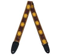 Levy's, MPJG-SUN-BRN Tracolla in Tessuto Yellow on Brown Sun 2", con Terminali in Pelle, Larga 2" (5.08 cm), Regolabile fino a 57" (144.78 cm), Motivo Yellow on Brown Sun