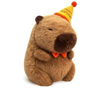 LEWBDF Capybara - Peluche Capybara da 25 cm, con cappello di compleanno, simpatico e morbido, maialino d'acqua, idea regalo per la casa, per ragazze e ragazzi
