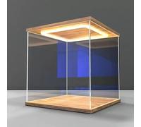 LEWFECBO Vetrina acrilica illuminata - Contenitore trasparente con base in legno e plastica per piano di lavoro, armadietto da collezione lungo 10 - 60 cm, 30 x 30 x 35 cm