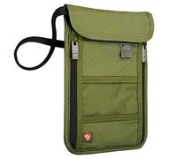 Lewis N. Clark Stash del collo RFID, Oliva, Taglia unica, Portafoglio con blocco RFID, borsa da viaggio + porta passaporto per donne e uomini