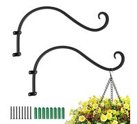 Lewondr 2 Pezzi Ganci da Parete per Piante, Supporti Vasi da Parete, Fioriere Sospese, Ganci Portavasi, Contenitore Decorativo Parete, per Decorare Pareti da Interni, 12" - Nero