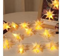 Lewondr 20 LED Luci Stelle A Batteria, 10,33 FT Luce Natalizie A Stelle Di Carta Appese Con Funzione Timer, Luci Fatate Stella Per Decorazione Interna Festa Matrimonio Natale