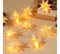 Lewondr 2PZ Luci Natalizie a Forma di Stella da Appendere, Lanterna di Carta a 8 Punte con Timer 6 Ore, Luminaria Batteria da 51" per Interni con 10 Perline LED per Decorazione Sala Festa Nuziale Casa