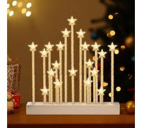 Lewondr Candelabro Svedese di Natale, Candele Senza Fiamma Stella con 20 LED Taper Candele Elettriche, USB Powered Candela Finestra di Natale per la Decorazione di Natale Regalo di Nozze, Bianco