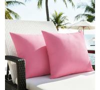 Lewondr Fodere Impermeabili per Cuscini da Esterno, 2 Pezzi Fodera per Cuscino in Tinta Unita con Rivestimento in PU Copricuscini Resistente ai Raggi UV per Terrazza Divano Balcone, 45 * 45cm, Rosa