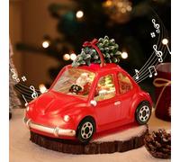 Lewondr Globo di Neve di Natale Auto Classica con Musica e Luce, 8 Diverse Canzoni a Tema Natalizio, 6 Ore di Funzione Timer Globo di Neve Alimentato da USB per Tavolo da Pranzo, Camino, Soggiorn