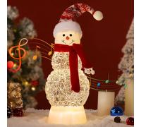 Lewondr Globo di Neve di Natale, Lanterna Musicale Illuminata del Pupazzo di Neve con Sciarpa e Brillantini, Globo d'Acqua Canterino USB e a Batteria per Decorazioni Natalizie, Vacanze, Casa, Regalo