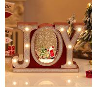 Lewondr Globo di Neve Natalizio con Musica e Luci, Globo di Cristallo Joy con 8 Diverse Canzoni a Tema Natalizio, con Funzione Timer di 6 Ore, Alimentazione USB e a Batteria per Tavolo e Camino, Oro