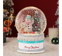 Lewondr Globo di Neve Natalizio, Palla con Musica e Luci, Decorazione del Base di Torta e Pupazzo di Neve con Cappello Formale, Scintillio e 8 Canzoni, Funzionamento a Batteria per la Casa