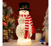 Lewondr Globo di Neve Natalizio, Palla di Neve con Musica e Luci, Decorazione del Sciarpa a Righe con Pupazzo di Neve, Scintillio e 8 Canzoni, Funzionamento a Batteria/USB per la Casa, Trasparente