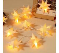 Lewondr Luci Natalizie a Forma di Stella da Appendere,2PZ Lanterna di Carta a 8 Punte con Timer 6 Ore,Luminaria a Batteria da 51" per Interni con 10 Perline LED per Decorazione Sala Festa Nuziale Casa