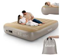 Lewondr Materasso Gonfiabile 2 Persone, Forma Cuscino, Cachi, Max. 250 kg | 203x152x33cm, Avec Pompe Intégrée, Gonflage en 3 min, Matelas Renforcé Double Face, Idéal pour Camping, Maison, Invités