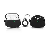 LEWOTE Custodia compatibile con Apple Airpods Pro 3, sottile, protettiva, divertente, con cartone animato, con portachiavi, colore nero fantasma