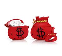 LEWOTE Custodia in silicone compatibile con Apple AirPods 1 e 2, design divertente, regalo ideale per ragazze, bambini o donne, Borsa dei soldi rossa