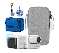 LEWOTE Kit Accessori Compatibile con Insta360 GO 3 [Custodia in Silicone per Fotocamera e Cappuccio Obiettivo][Protezione Dello Schermo][Borsa da Trasporto con Moschettone e Serratura] (Blu)