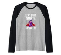 Lewy Body Demenza Superhero Warrior Fighter Nastro Viola Maglia con Maniche Raglan