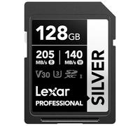 Lexar 128GB SD Card SILVER, fino a 205 MB/s in Lettura, Scheda di Memoria SDXC UHS-I, Classe 10, U3, V30, SD Card per Fotografi Professionisti, Videografi, Appassionati