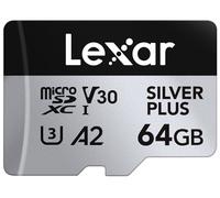 Lexar 64 GB Scheda Micro SD Silver Plus, Scheda di Memoria Flash MicroSDXC UHS-I con Adattatore - fino a 205 MB/s, A2, U3, V30, Class10, TF Card Alta Velocità