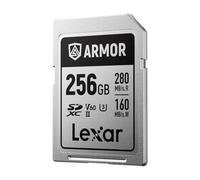 Lexar ARMOR SILVER PRO Scheda SD 256 GB, Scheda di memoria UHS-II, acciaio inossidabile, C10, U3, V60, video UHD 6K, fino a 280 MB/s in lettura, 160 MB/s in scrittura, scheda SDXC per DSLR/fotocamera