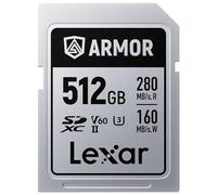 Lexar Armor Silver PRO SDXC - Scheda di memoria da 512 GB, UHS-II, C10, U3, V60, 6K UHD, fino a 280 MB/s in lettura, in acciaio inossidabile, per fotografi professionisti, videografi e appassionati