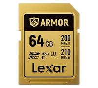 LEXAR Carte SDXC Pro Gold Series ARMOR UHS-II 64GB V60 IP68 Stainless Steel R280/W210MB/s