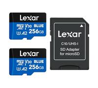 Lexar Confezione da 2 schede micro SD da 256 GB, fino a 160 MB/s, scheda di memoria microSDXC UHS-I con adattatore SD, C10, U3, A2, V30, Full HD, 4K UHD, scheda TF ad alta velocità