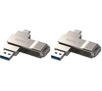 Lexar D40E 64 GB Dual USB Drive, Chiavetta USB Type C, Champagne Argento (Confezione da 2)