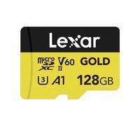 Lexar GOLD Micro SD 128GB, Scheda microSDXC UHS-II, Lettura Fino a 280MB/s, scheda microSD V60, U3, A1, C10, per drone/action camera/dispositivo di gioco portatile UHS-II (LMSGOLD128G-BNNNG)