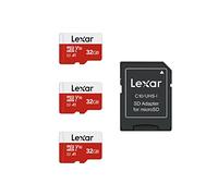 Lexar Micro SD 32 GB, Scheda Micro SD fino a 100 MB/sec(R), Scheda di Memoria microSDHC con Adattatore SD, A1, U1, C10, V10, Micro SD Card confezione da 3