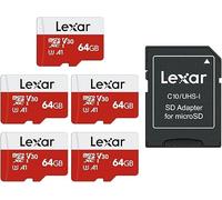 Lexar Micro SD 64 GB, Scheda Micro SD fino a 100 MB/sec(R), Scheda di Memoria microSDXC con Adattatore SD, A1, U3, C10, V30, Micro SD Card Confezione da 5