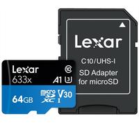 Lexar - Microsdhc 633x 64gb W/ada Global-black Lexar