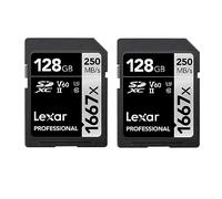 Lexar Professional 1667x Scheda SD 128 GB Set da 2, Scheda di memoria SDXC UHS-II, Fino a 250 MB/s di lettura, Class 10, U3, V60, SD per Fotografi Professionisti, Videografi (LSD1667128G-B2NAA)