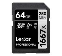 Lexar Professional 1667x Scheda SD 64 GB, Scheda di memoria SDXC UHS-II, Fino a 250 MB/s di lettura, Class 10, U3, V60, SD per Fotografi Professionisti, Videografi, Appassionati (LSD64GCB1667)