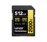 Lexar Professional 2000x Scheda SD 512 GB, Scheda di Memoria SDXC UHS-II senza Lettore, Lettura Fino a 300MB/s, per DSLR, videocamera di qualità cinematografica