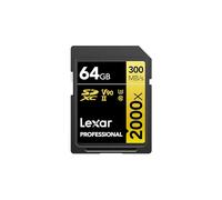 Lexar Professional 2000x Scheda SD 64 GB, Scheda di Memoria SDXC UHS-II senza Lettore, Lettura Fino a 300MB/s, per DSLR, videocamera di qualità cinematografica (LSD2000064G-BNNAG)