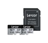 Lexar Silver Plus MicroSDXC UHS-I-geheugenkaart van 128 GB, 2 stuks, microSDXC U