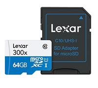 Lexar Scheda di Memoria 300x MicroSDXC da 64 GB con Adattatore, Classe 10