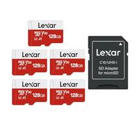 Lexar Micro SD 128 GB 5PK, Scheda Micro SD fino a 100 MB/sec(R), Scheda di Memoria microSDXC con Adattatore SD, A1, U3, C10, V30, Micro SD Card Confezione da 5