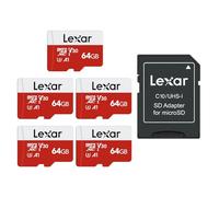 Lexar Scheda Micro SD 64 GB 5 Pack, fino a 100 MB/s, memory card
