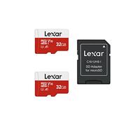 Lexar Scheda Micro SD da 32 GB, confezione da 2 schede di memoria Micro SD con adattatore SD, fino a 100 MB/s di velocità di lettura, UHS-I, U1, A1, V10, C10, scheda di memoria microSDHC